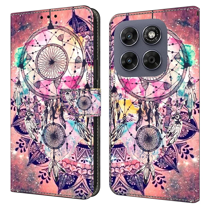 Wallet Case For Motorola Moto G67 5G  /  G77 5G Pattern Printing Stand Leather Flip Phone Cover - Wind Chime