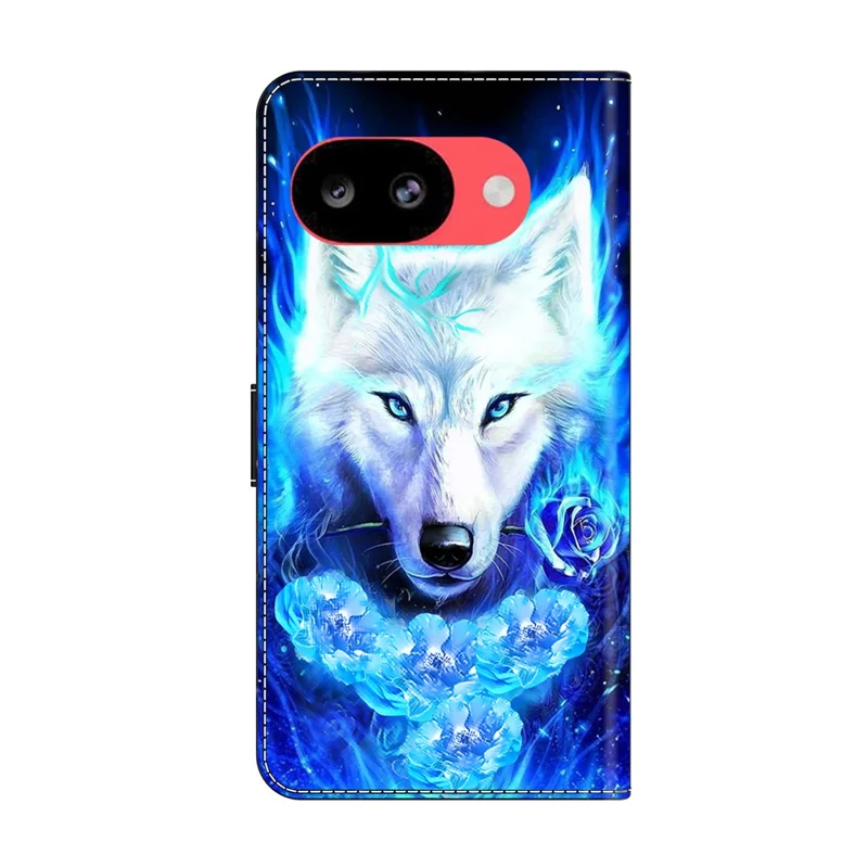 Leather Case For Google Pixel 10a Pattern Printing Stand Flip Phone Cover - White Wolf