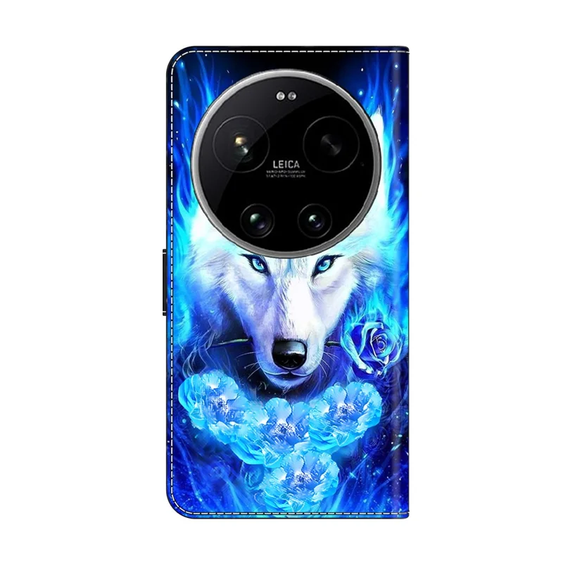 Leather Case For Xiaomi 17 Ultra 5G Pattern Printing Stand Flip Phone Cover - White Wolf