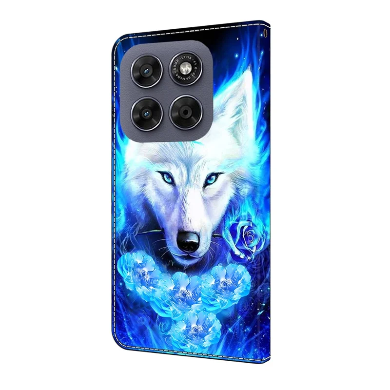 Leather Case For Motorola Moto G67 5G  /  G77 5G Pattern Printing Stand Flip Phone Cover - White Wolf