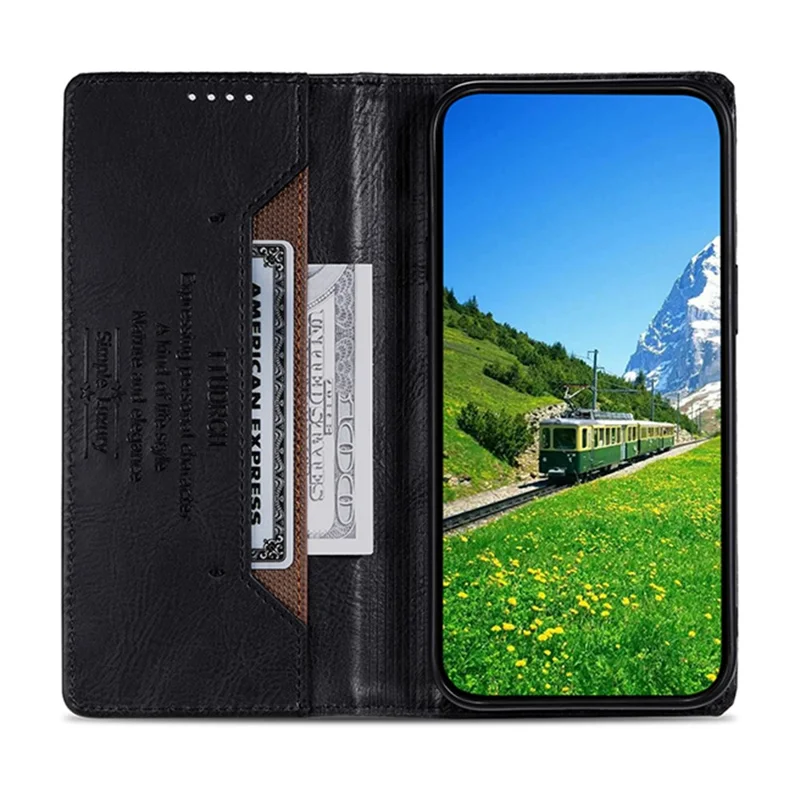 TTUDRCH Style 007 Leather Case For Motorola Edge 70 Fusion+ 5G / Edge 70 Fusion 5G RFID Blocking Wallet Stand Phone Cover - Black
