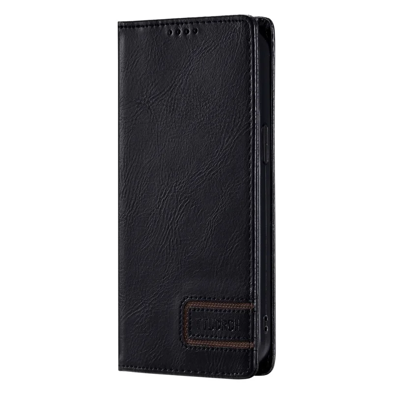 TTUDRCH Style 007 Leather Case For Motorola Edge 70 Fusion+ 5G / Edge 70 Fusion 5G RFID Blocking Wallet Stand Phone Cover - Black