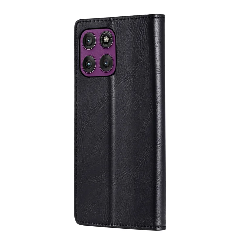 TTUDRCH Style 007 Leather Case For Motorola Edge 70 Fusion+ 5G / Edge 70 Fusion 5G RFID Blocking Wallet Stand Phone Cover - Black