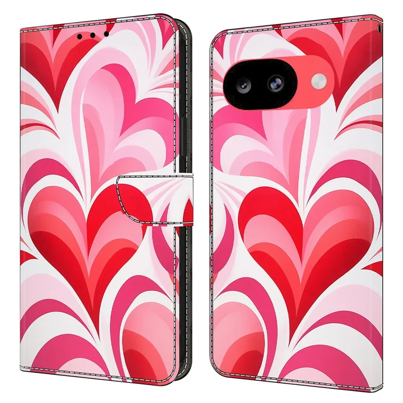 Wallet Case For Google Pixel 10a Stand Pattern Printing PU Leather Flip Phone Cover - Love