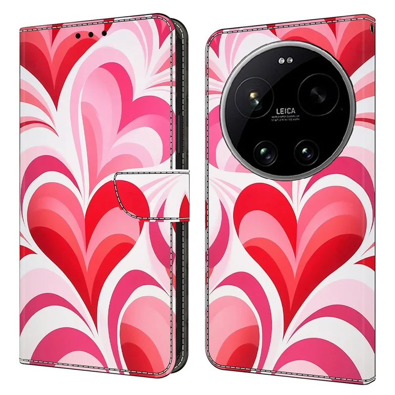 Wallet Case For Xiaomi 17 Ultra 5G Stand Pattern Printing PU Leather Flip Phone Cover - Love