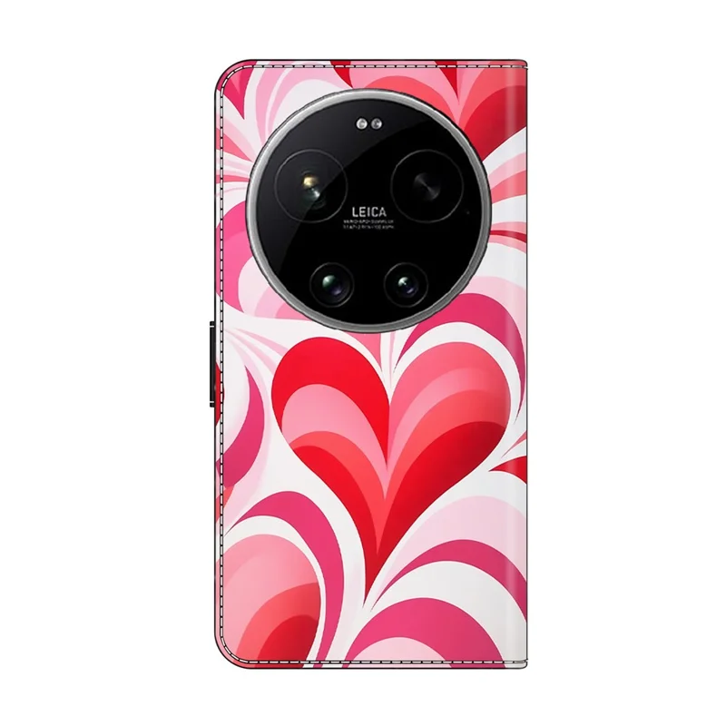 Wallet Case For Xiaomi 17 Ultra 5G Stand Pattern Printing PU Leather Flip Phone Cover - Love