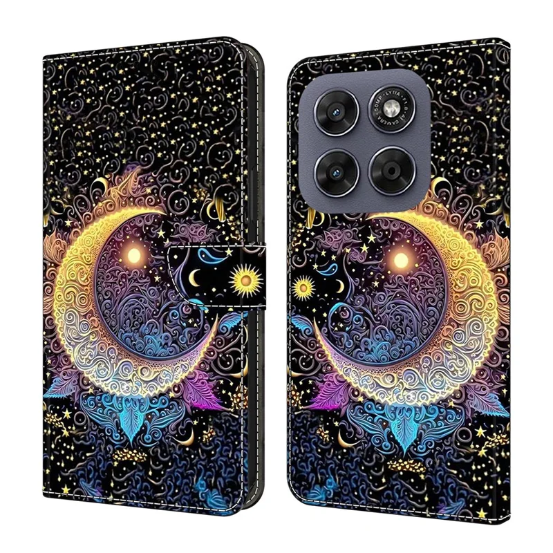 Wallet Case For Motorola Moto G17 Power 4G / G17 4G / G15 4G / G15 Power 4G Stand Pattern Printing PU Leather Flip Phone Cover - Bright Moon