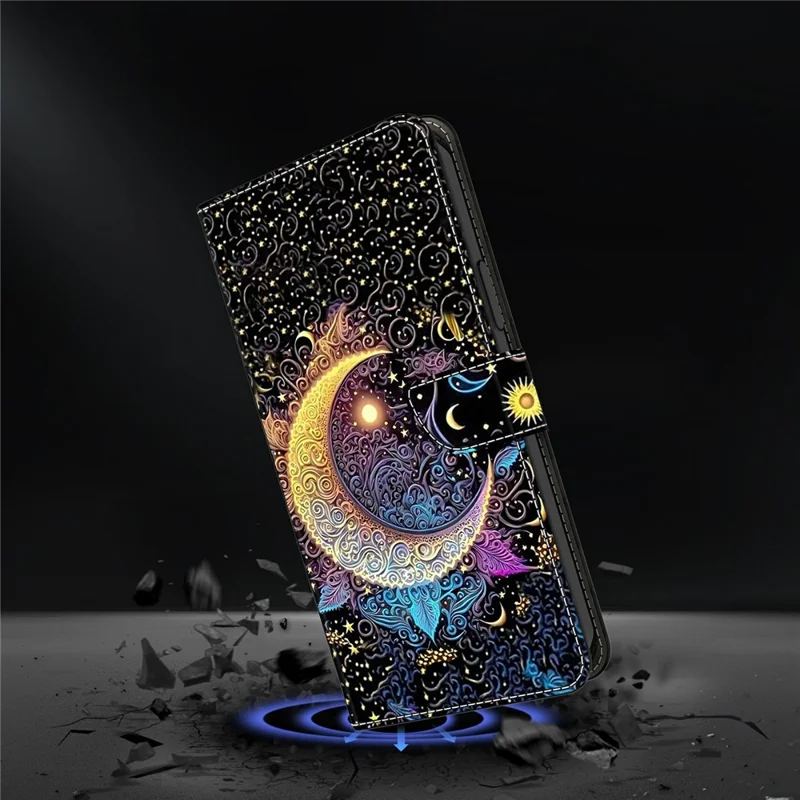 Wallet Case For Motorola Moto G17 Power 4G / G17 4G / G15 4G / G15 Power 4G Stand Pattern Printing PU Leather Flip Phone Cover - Bright Moon