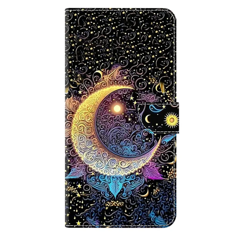 Wallet Case For Motorola Moto G17 Power 4G / G17 4G / G15 4G / G15 Power 4G Stand Pattern Printing PU Leather Flip Phone Cover - Bright Moon
