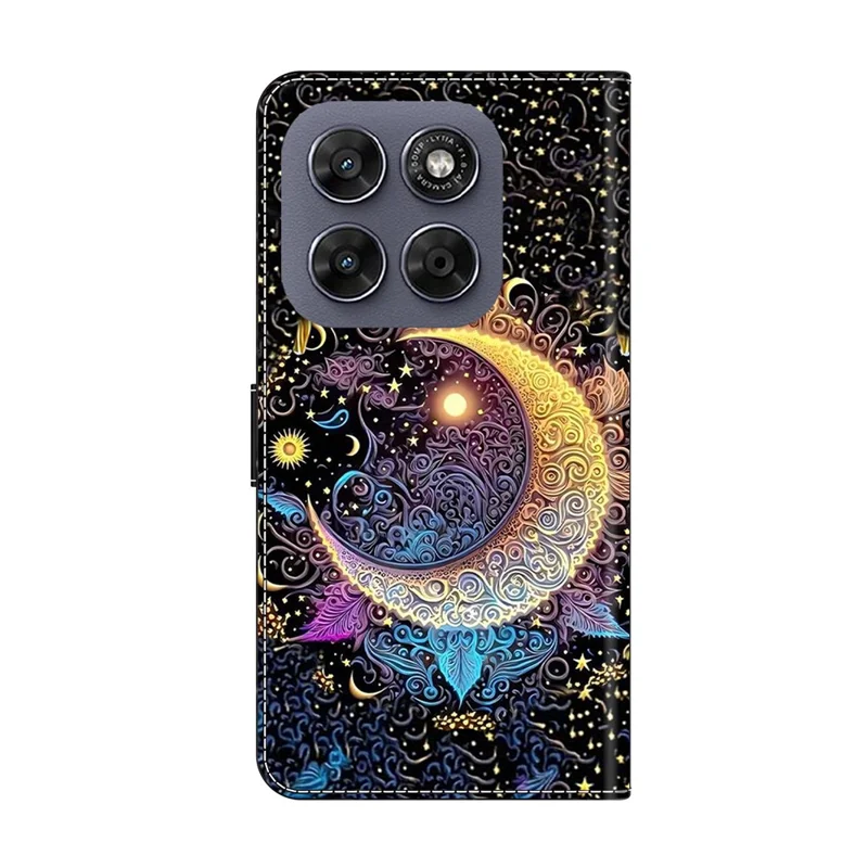 Wallet Case For Motorola Moto G17 Power 4G / G17 4G / G15 4G / G15 Power 4G Stand Pattern Printing PU Leather Flip Phone Cover - Bright Moon