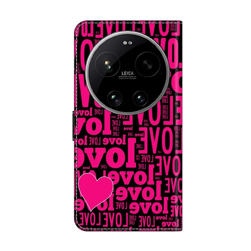 Wallet Case For Xiaomi 17 Ultra 5G Pattern Printing PU Leather Flip Stand Phone Cover - LOVE