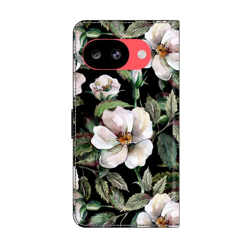 Wallet Case For Google Pixel 10a Foldable Stand Pattern Printing PU Leather Flip Phone Cover - Large Flower