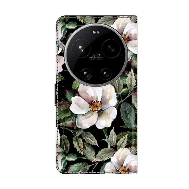 Wallet Case For Xiaomi 17 Ultra 5G Foldable Stand Pattern Printing PU Leather Flip Phone Cover - Large Flower