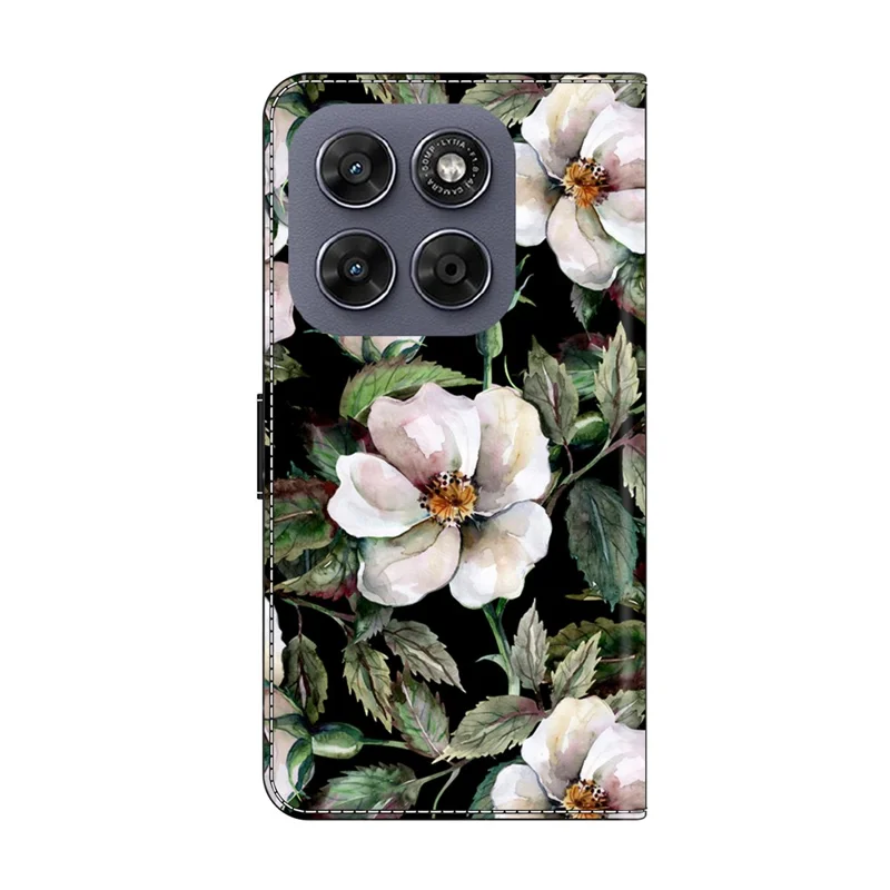 Wallet Case For Motorola Moto G17 Power 4G / G17 4G / G15 4G / G15 Power 4G Foldable Stand Pattern Printing PU Leather Flip Phone Cover - Large Flower