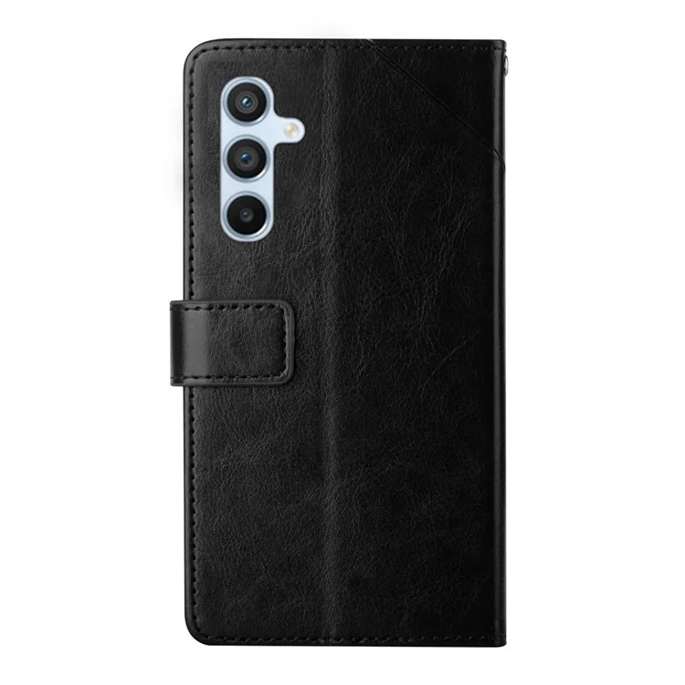 Pour Samsung Galaxy A54 5G HT01 Imprinted Y-Shaped Lines Wallet Case PU Leather Stand Full Body Flip Folio Protective Phone Cover with Strap - Noir