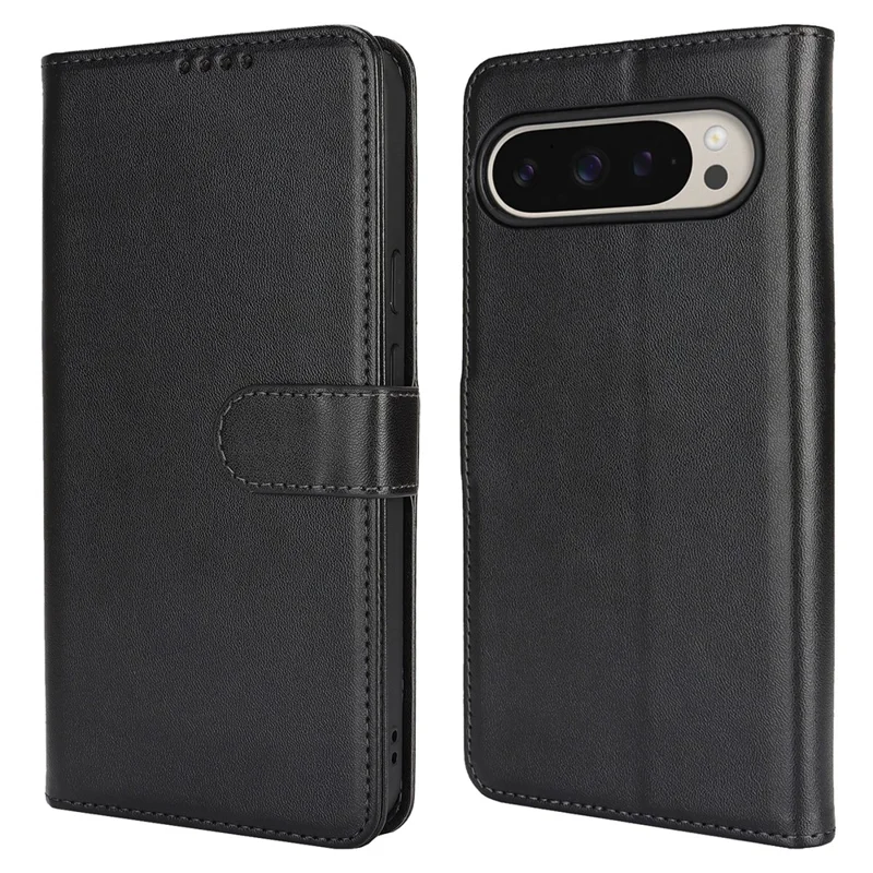 For Google Pixel 9 Pro  /  Pixel 9 Stand Case Shockproof Leather Wallet Phone Cover - Black