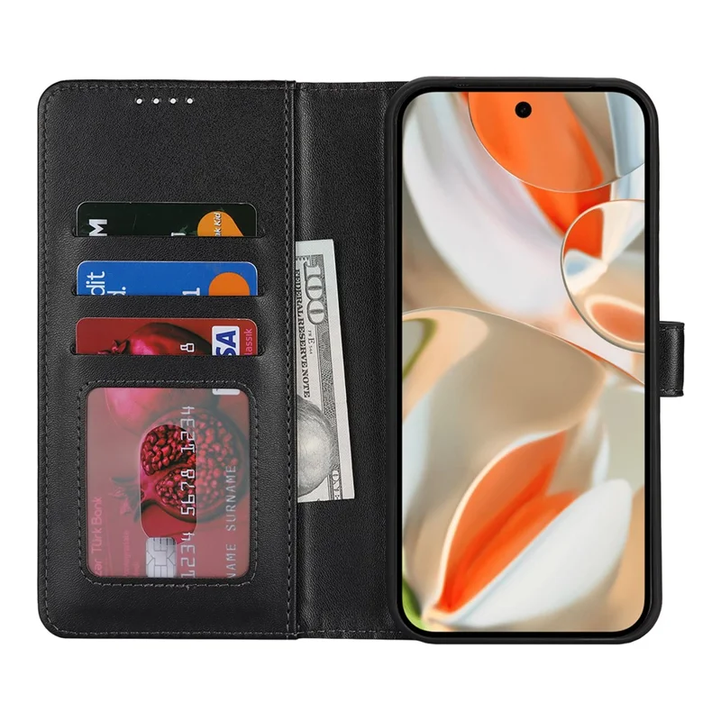 For Google Pixel 9 Pro XL Stand Case Shockproof Leather Wallet Phone Cover - Black