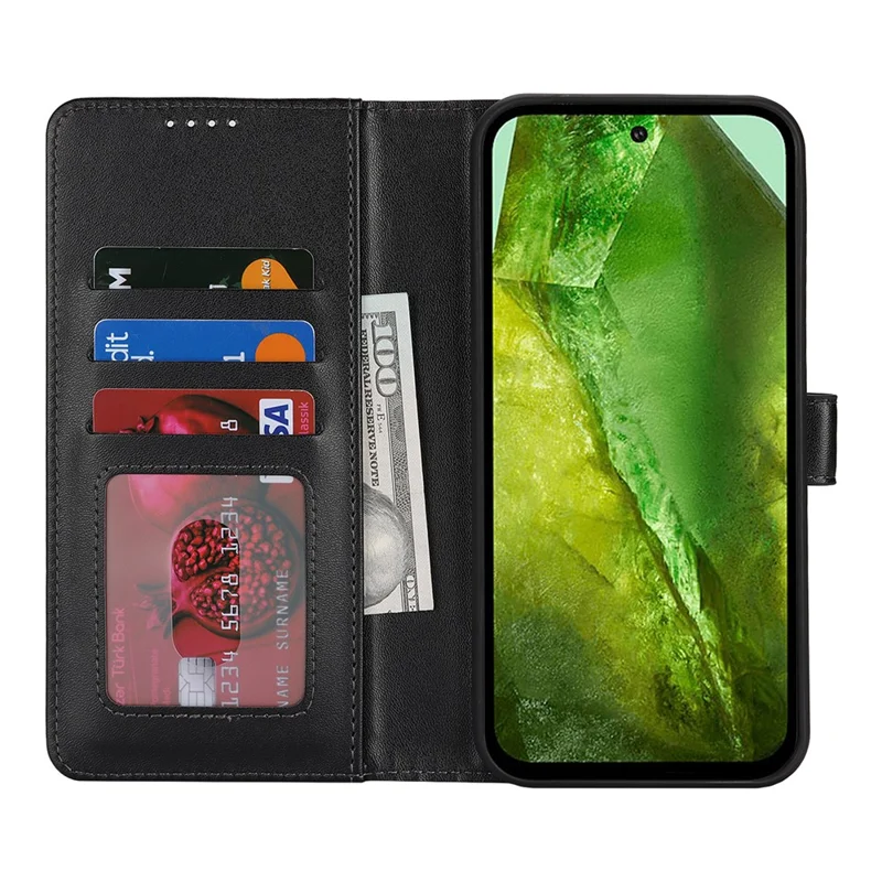 For Google Pixel 8a Stand Case Shockproof Leather Wallet Phone Cover - Black