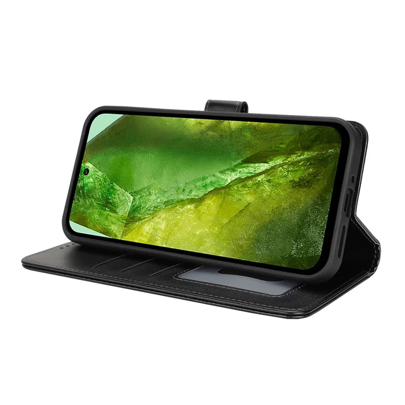 For Google Pixel 8a Stand Case Shockproof Leather Wallet Phone Cover - Black