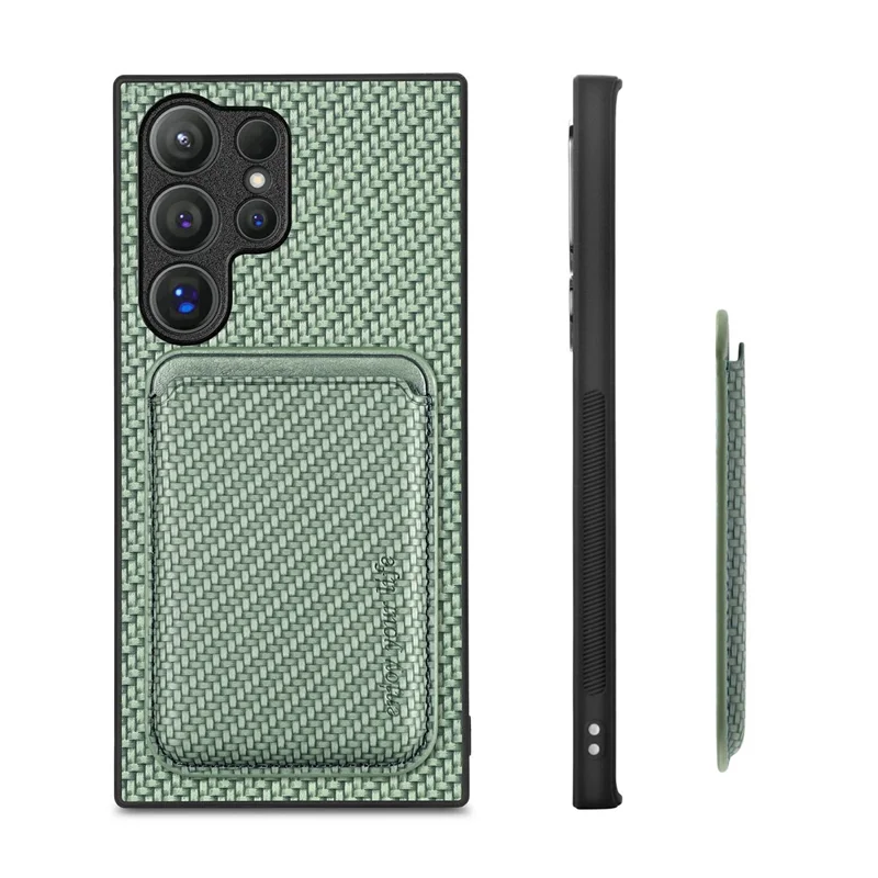 For Samsung Galaxy S26 Ultra Magnetic Case Detachable Card Holder Phone Back Cover - Green
