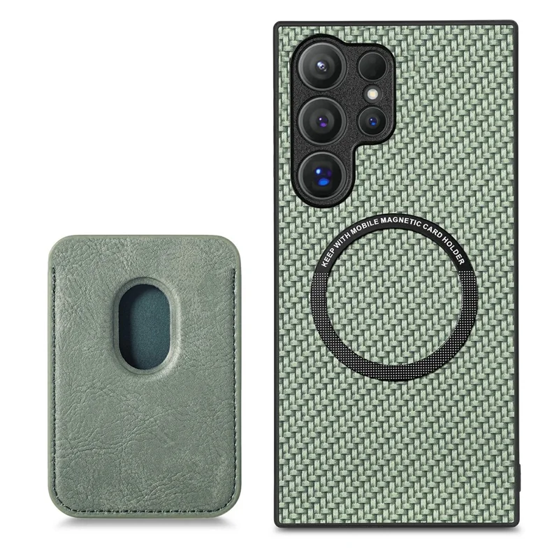 For Samsung Galaxy S26 Ultra Magnetic Case Detachable Card Holder Phone Back Cover - Green