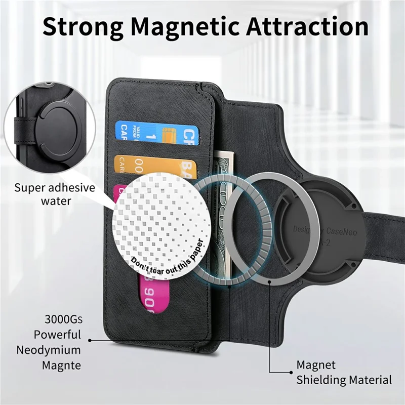 CASENEO MW-03 for Google Pixel 10a Magnetic Case Detachable Leather Phone Wallet Cover - Black
