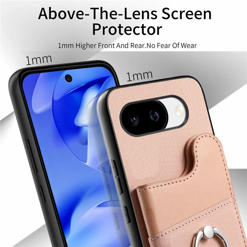 For Google Pixel 10a Case with Card Holder Kickstand Leather + TPU + PC Phone Cover - Pink