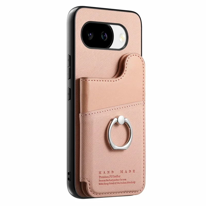 For Google Pixel 10a Case with Card Holder Kickstand Leather + TPU + PC Phone Cover - Pink