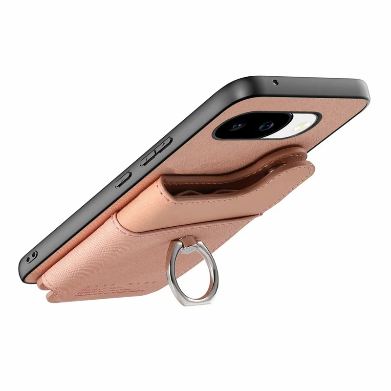 For Google Pixel 10a Case with Card Holder Kickstand Leather + TPU + PC Phone Cover - Pink