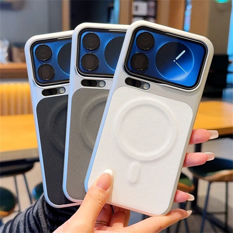 For Xiaomi 17 Pro Max Magnetic Case Diamond Texture Leather Coated PC Anti-drop Phone Cover - Black