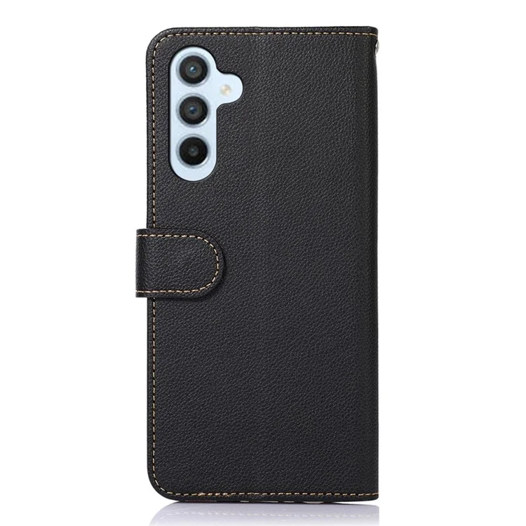 KHAZNEH Phone Case Für Samsung Galaxy A54 5G, Litchi-Textur-Standplatz-Geldbörse RFID-blockierender PU-Leder-Schutzhandy-Cover - Schwarz
