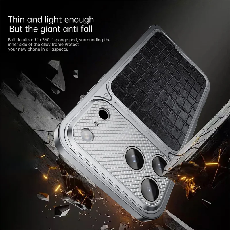 For iPhone 17 Pro Max Magnetic Case Metal Spring Buckle Leather Coated TPU Phone Cover - Orange