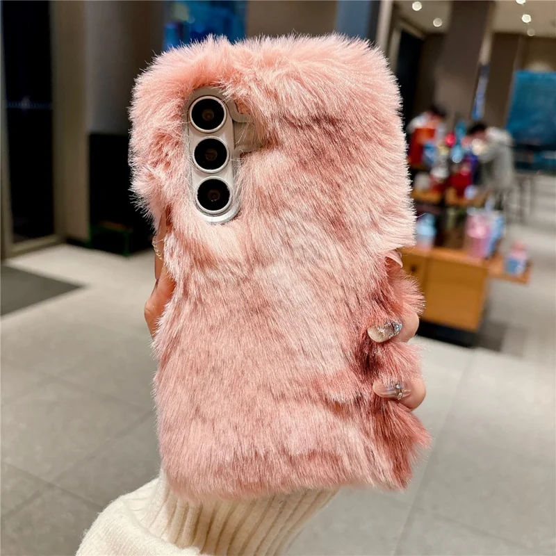 For Samsung Galaxy S26 Case 2cm Long Plush Fluffy Soft TPU Phone Cover - Brown