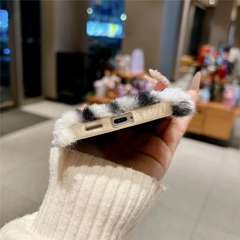 For Samsung Galaxy S26+ Case Zebra Pattern Soft Plush Fluffy TPU Phone Cover - White