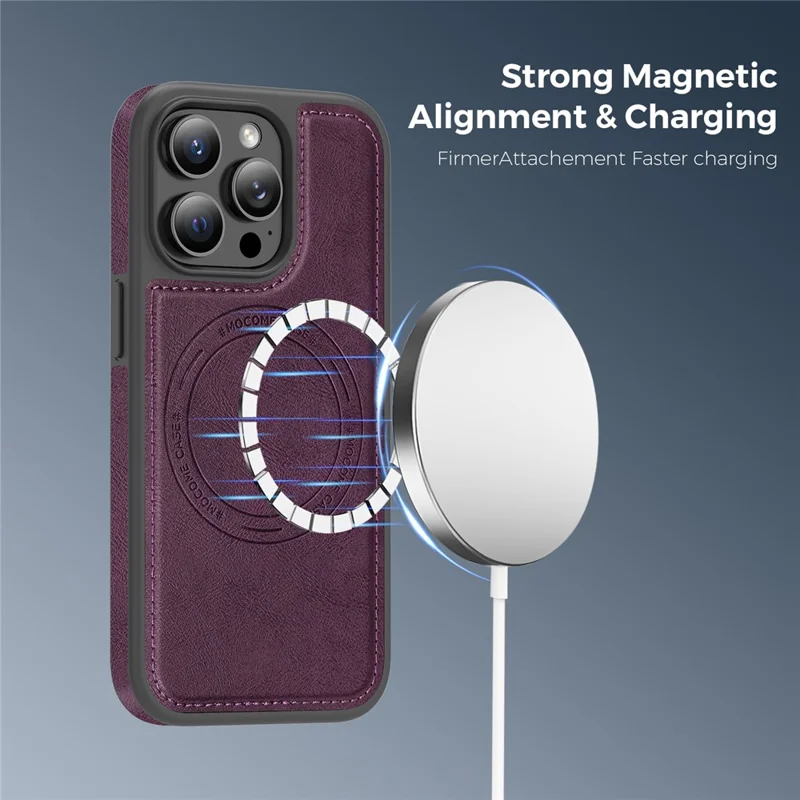 Capa para iPhone 13 Pro Compatível com MagSafe, Capa Traseira em Pele - Roxo Escuro