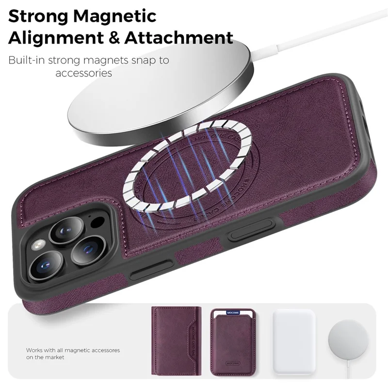 Capa para iPhone 13 Pro Compatível com MagSafe, Capa Traseira em Pele - Roxo Escuro