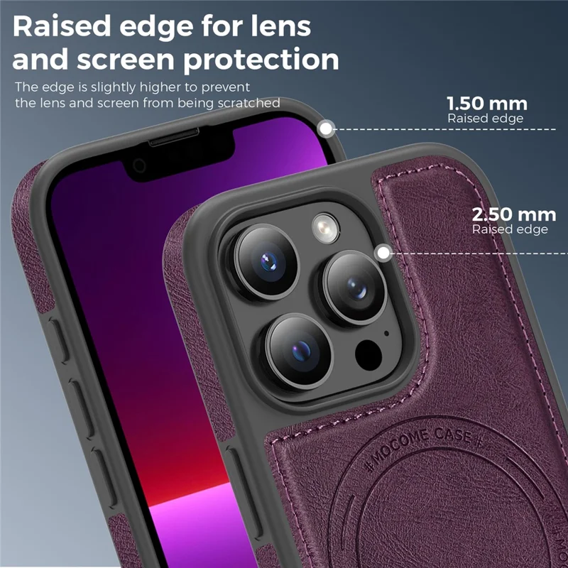 Capa para iPhone 13 Pro Compatível com MagSafe, Capa Traseira em Pele - Roxo Escuro