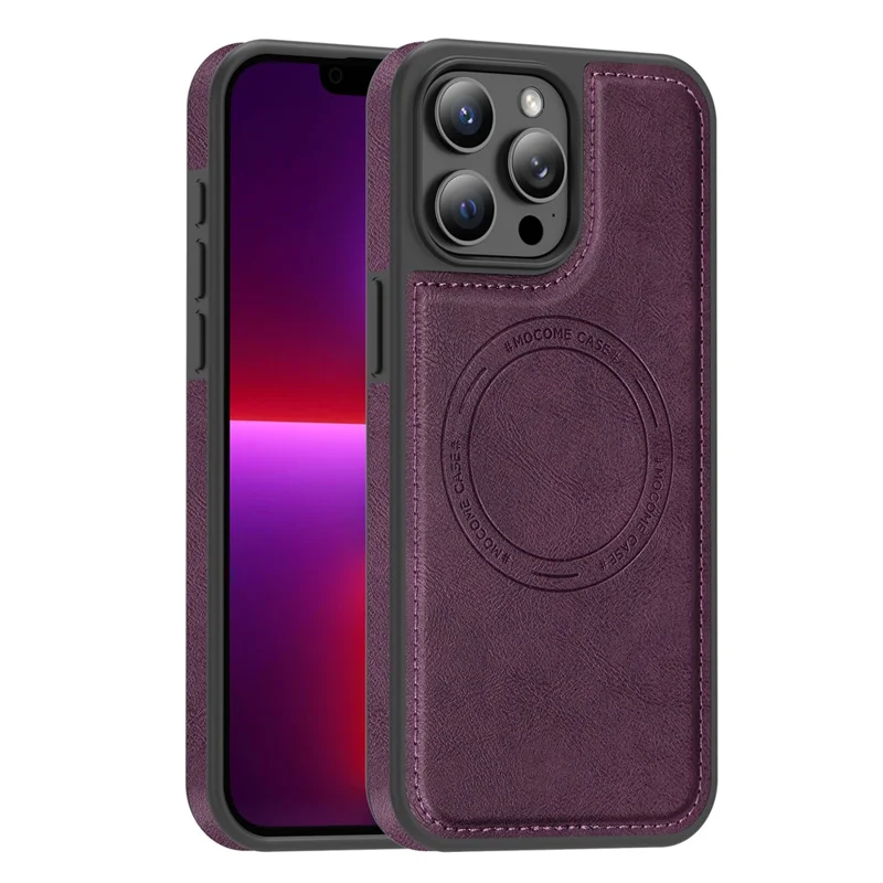 Capa para iPhone 13 Pro Max Compatível com MagSafe, Capa Traseira em Pele - Roxo Escuro