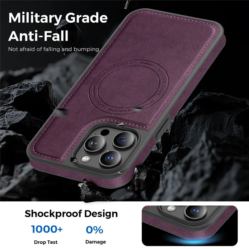 Capa para iPhone 13 Pro Max Compatível com MagSafe, Capa Traseira em Pele - Roxo Escuro