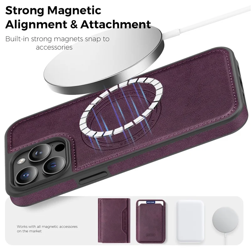 Capa para iPhone 13 Pro Max Compatível com MagSafe, Capa Traseira em Pele - Roxo Escuro