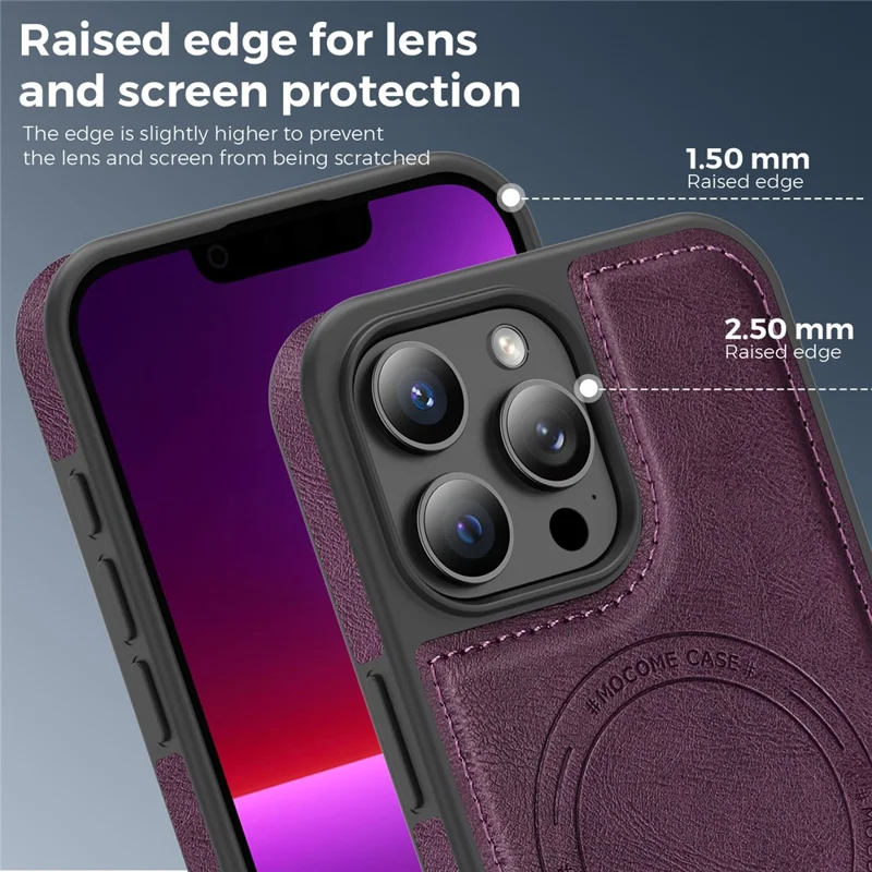 Capa para iPhone 13 Pro Max Compatível com MagSafe, Capa Traseira em Pele - Roxo Escuro