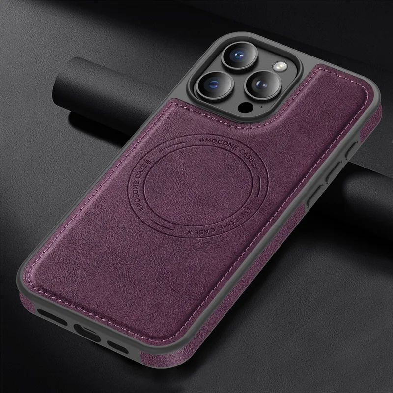 Capa para iPhone 13 Pro Max Compatível com MagSafe, Capa Traseira em Pele - Roxo Escuro