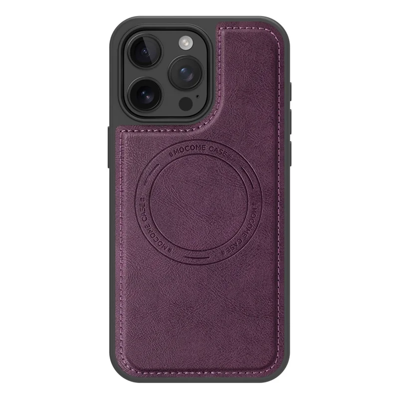 For iPhone 14 Pro Max Case Compatible with MagSafe Leather Back Phone Cover - Dark Purple