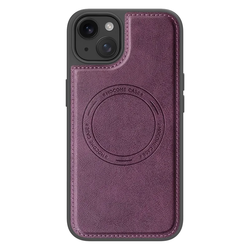 For iPhone 15 Plus Case Compatible with MagSafe Leather Back Phone Cover - Dark Purple