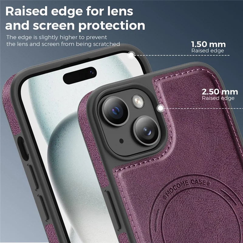 For iPhone 15 Plus Case Compatible with MagSafe Leather Back Phone Cover - Dark Purple