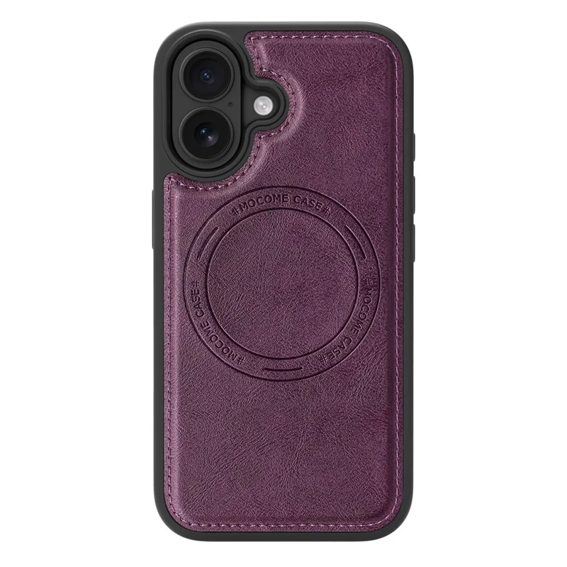 Funda para iPhone 16 compatible con MagSafe, funda de cuero trasera - Morado oscuro