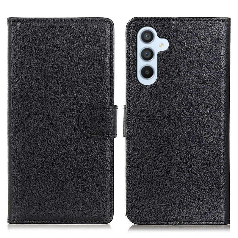 Shockproof Phone Case For Samsung Galaxy A54 5G, Wallet Stand Litchi Texture PU Leather Phone Flip Cover - Black