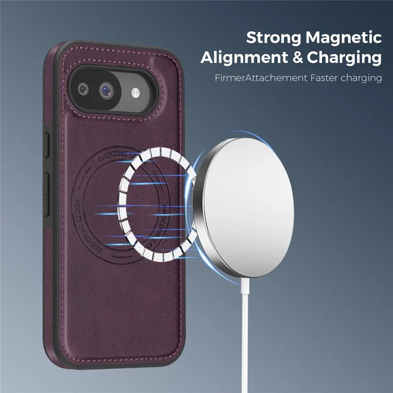 For Google Pixel 10a Magnetic Phone Case Leather Back Phone Cover - Dark Purple