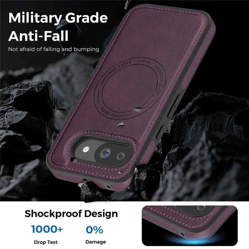 For Google Pixel 10a Magnetic Phone Case Leather Back Phone Cover - Dark Purple