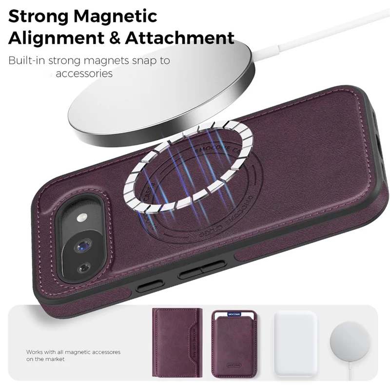 For Google Pixel 10a Magnetic Phone Case Leather Back Phone Cover - Dark Purple